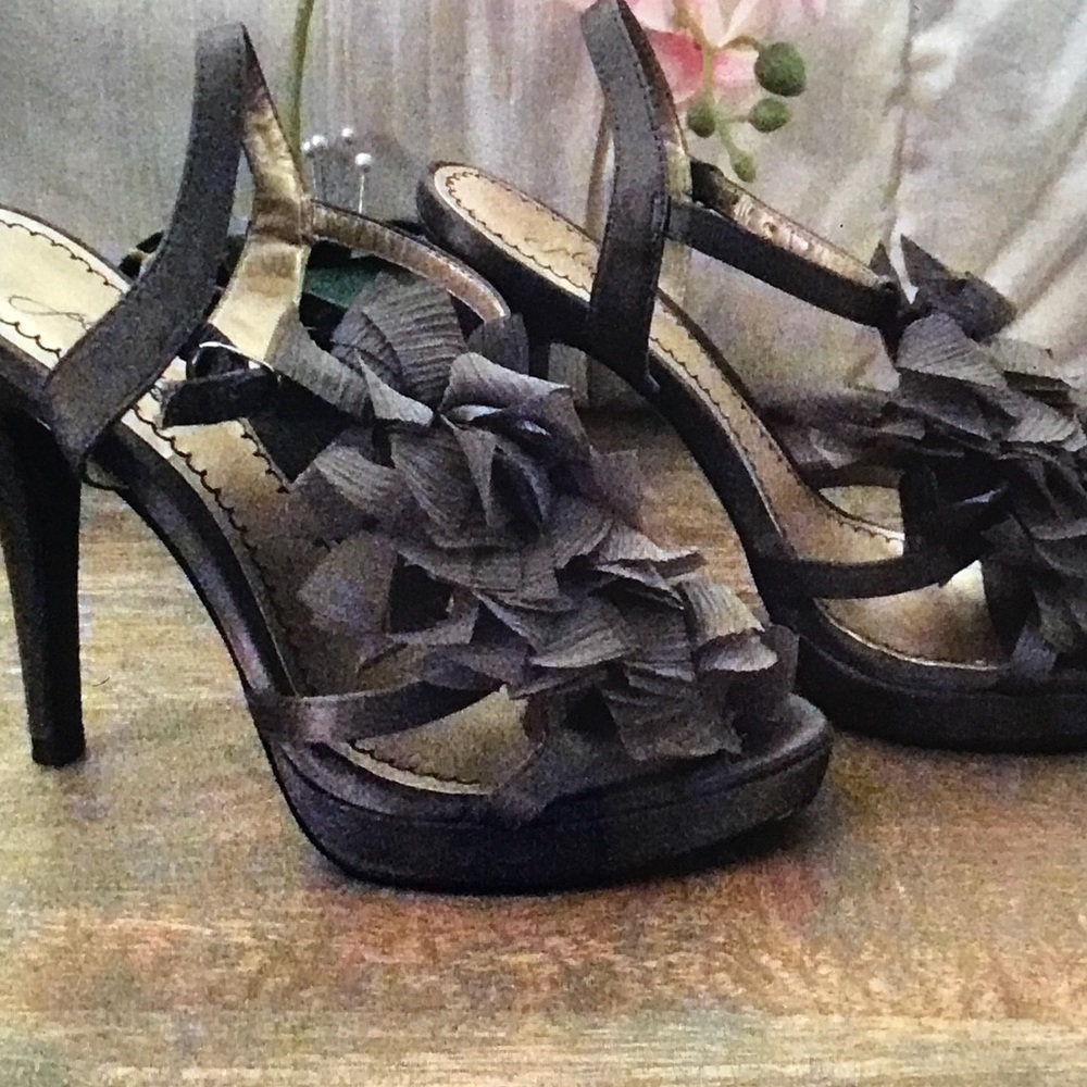 Grey strappy evening sandals